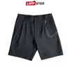 Lappster Hommes Coréen Fashions Shorts Chaîne gratuite Summer Design Kpop Streetwear Punk Pantalon Mâle Casual Noir Lâche 210629