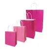 10 pcs / lot festival cadeau kraft sac rose sacs à provisions bricolage multifonction sac en papier recyclable avec poignées 7 taille en option 210724