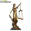 ERMAKOVA Européenne Antique Bronze Grec Justice Déesse Statue Juste Anges Résine Sculpture Ornements Bureau Décoration De La Maison Cadeau 210727