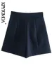 KPytomoa mulheres chique moda com metal abotoado bermudas shorts vintage alta cintura zíper feminino calças curtas mujer 220212