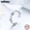 Wostu Real 925 Sterling Silver Open Ring Finger Justerbar Storlek Bröllop Ringar För Kvinnor Förlovning Mode Silver Smycken Gift x0715