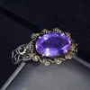 Bracelet De Luxe Charme Creux Fleur Bord Bracelet Incrustation Violet Dépasser Grand Zircon Vintage Géométrie Femmes Mariage Fiançailles Bijoux Melv22