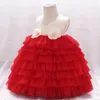 Sprign Girls Flowers Tutu Dress for Toddler Baby Layered Party Gown Birthday Costume Clothing wholesale 210529