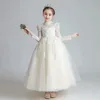 Шампанское кружевное платье Цветочное девушка платья Vestidos Baby младенческие дети формальная одежда