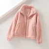 Manteau de fausse fourrure femmes cordon de serrage pardessus hiver chaud doux veste à fermeture éclair femme peluche poche décontracté Teddy vêtements d'extérieur 210531