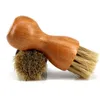 Trä skor borsthandtag naturlig borsthäst hår sko skina buffing rengöring polering verktyg gadget
