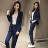 Höst Professionell Kvinnors Passar Byxor Suit Casual Fashion One Button Ladies Jacket Office Slim Trousers Two-Pistass Set 210527