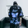 Flame butterfly Printed T Shirt Oversized Tshirts 2021 Summer Unisex Short Sleeve Loose Cotton Couple Tops tees G1222