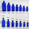 Opslagflessen potten 10 x 5 ml 10 ml 15 ml 20 ml 30 ml 50 ml 100 ml nagellak blauwe glazen fles met borstel voor schoonheid cosmetische containers eenvoudig