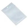 100st Vit Clear Zip Lock Plast Paketväska med dragkedja Hänghål Självförsegling Genomskinlig Ziplock Poly Förpackning påsar