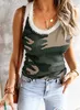 Camouflage Épicerie en peluche Écoulement Encolure De Bas Dames Débardeur Femmes Été Sexy O Couleur Sans Manches Casual Slim Gilet Tops Femme 210526