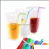 Autre Drinkware Cuisine, Bar À Manger Maison Gardenstand-Up 13 * 22.5Cm Boisson Liquide Jus De Lait Emballage Transparent Joint Boisson Sac Avec Sts Ooa79