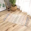 Tapis de style bohème doux glands carrés tapis de sol mandala pour salon chambre cuisine tapis de yoga anti-dérapant paillasson 210301