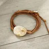 Tennis Boho Simple Corail Jade 5 Wraps Tan Wax String Bracelet Bijoux