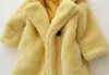 Płaszcz zimowy dla dziewcząt Faux Fur Coat Baby Elegancki Curndown Collar Zagęścić Ciepła Kurtka Dziewczyny Długie Płaszcz Dzieci Dzieci Znaki 211204