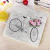 Wegwerp servies 10 stks Gegelde fiets bloem bedrukt servet papieren papier maagdelijk houten tissue voor bruiloftsfeestdecoratie
