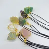 Irregular Colorful Natural Crystal Stone Handmade Gold Plated Pendant Necklaces With Adjustable Rope Chain For Women Men Decor Jewelry