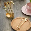 7Pcs Swan Fruit Base Holder Forks Set Stainless Steel Salad Dessert Forks Coffee Spoon Cake Tableware Zero Waste Talher Flatware