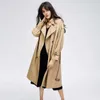 Jazzevar Höst Kvinnors Casual Trench Coat Oversize Double Breasted Vintage Washed Outwear Loose Clothing 210820