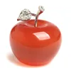 Figura de manzana de cristal natural, piedra preciosa, pisapapeles, decoración artesanal AVG.1.77 pulgadas (rojo)