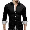 Men Designer Shirt Classic Style Long-Sleeve Dress Shirts for Males Slim Casual Clothes Men's Cothing White Black tshirt