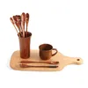 Spoons 1Pcs Natural Wooden Long Handle Coffee Spoon Creative Tableware Stirring Stick Milk Tea Honey Small