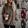 Winter Women Sherpa Hoodies Oversized Fleece Pullover Luźny Puszysty Płaszcz Ciepła Streetwear 210805