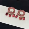 Orecchini pendenti con diamanti pieni, charm, cristalli, con doppia lettera, orecchini con sigillo in acciaio da donna, con confezione regalo