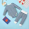 2 pezzi Baby Boy Casual Stripes Set Pagliaccetto a maniche lunghe Abbigliamento infantile Abiti per 210528