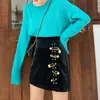 Plus Size 4XL Gothic Punk Pu Leather Skirts Women Fashion Black Pin Aline Skirt Female High Waist Package Hip Mini Skirt 210311