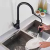 Black Kitchen Faucet Two Function Single Handle Pull Out Mixer and Cold Water Taps Deck Mounted 211108