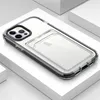 Crsytal Clear Soft TPU Étuis de téléphone antichoc 3 en 1 avec poche pour fente pour carte d'identité de crédit pour iPhone14 13 12 11 Pro Max 7 8 plus Couverture arrière transparente