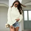 Autumn Winter Whiter Knit Sweater Ladies Turtleneck Pullover Womens Sweaters Thick Thread Twist Long Sleeves Black Sweter Damski 210604