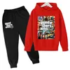 2021 Nyaste Barn Casual Mode Kläder Game 5 Hoodies Gta Street Ytterkläder Pojkar Hip Hop kostym Barn Sweatshirt+byxor 4-14Y