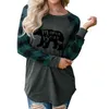 Qnpqyx vrouwen mama beer hoodie 4 kleuren plaid patchwork brief gedrukt sweatshirts ronde hals casual tops