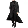 Hommes Trench Coats Long Slim Hommes Manteau À Double Boutonnage Revers Coupe-Vent Mode Homme Automne Hiver Conception G2