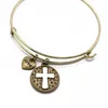 Mynthjärta Jesus Cross Charm Armband Silver Rose Gold Wire Bangle Armband Armband för tjejer Kvinnor Mode Smycken kommer och Sandy
