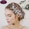 Uitgeholde bladeren en bloemen diamanten bruiloft tiara kristal bruids hoofddeksels kroon strass met bruiloft sieraden haar accessori259f