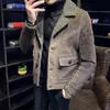 イギリス風の冬のコートの男性のウールの厚いジャケット韓国の社会的オーバーコート高品質のウインドブレーカーの男性のジャケット服210527