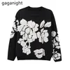 Mode Vintage Floral Dames Truien Japans Casual Losse Bloemen Pullover Herfst Winter Gebreide Tops Trek Femme 210601