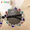 Lunettes de soleil Ralferty Round Crystal Femmes 2021 Luxury Dames Flower Himitone Sun Glasse