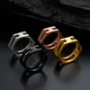 Cluster Rings EdgLifU Fashion Men Ring For Women Punk Black Simple Hexagon Shape Finger Stainless Steel Geometric Design Jewelry7257376