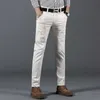 6 Kolory Casual Spodnie Mężczyźni Wiosna Biznes Moda Elastyczne Straigh Spodnie Mężczyzna Marka Szary White Khaki Navy, 968 210715