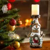 Christmas Decorations Resin Candle Holder Santa Claus Snowman Tea Light Candlestick Desktop Ornaments Holiday Living Room Home Decoration