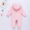 Newborn Baby Soft Fleece Hodded Romper Winter Warm Cute Long Sleeve Zip Up Infant Litlle Girls Boys Outfits Clothes Outwear