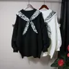 H.SA Woman Sweaters Strikje Lange Pullover en Jumpers Leopard Pull Femme Ruffles Sweaters Warm Knit Lange Sweater Tops 210716