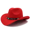 Chapeau fedora en laine pour hommes et femmes automne hiver chaud chapeau de cowboy occidental unisexe grands chapeaux pare-soleil à large bord