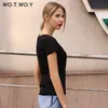 High Quality V-Neck 15 Candy Color Cotton Basic T-shirt Women Plain Simple T Shirt For Short Sleeve Female Tops 077 210623
