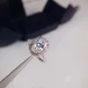진짜 925 스털링 실버 눈물 드롭 다이아몬드 반지와 원래 상자 맞는 판도라 결혼 반지 여성을위한 약혼 보석