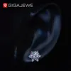 Gigajeweクリスマスギフトの合計1.6ct EFカラースタッドイヤリングダイヤモンドテスト通過Moissanite 18Kホワイトゴールドメッキ925銀スノーフレークイヤリングジュエリーGMSE-018